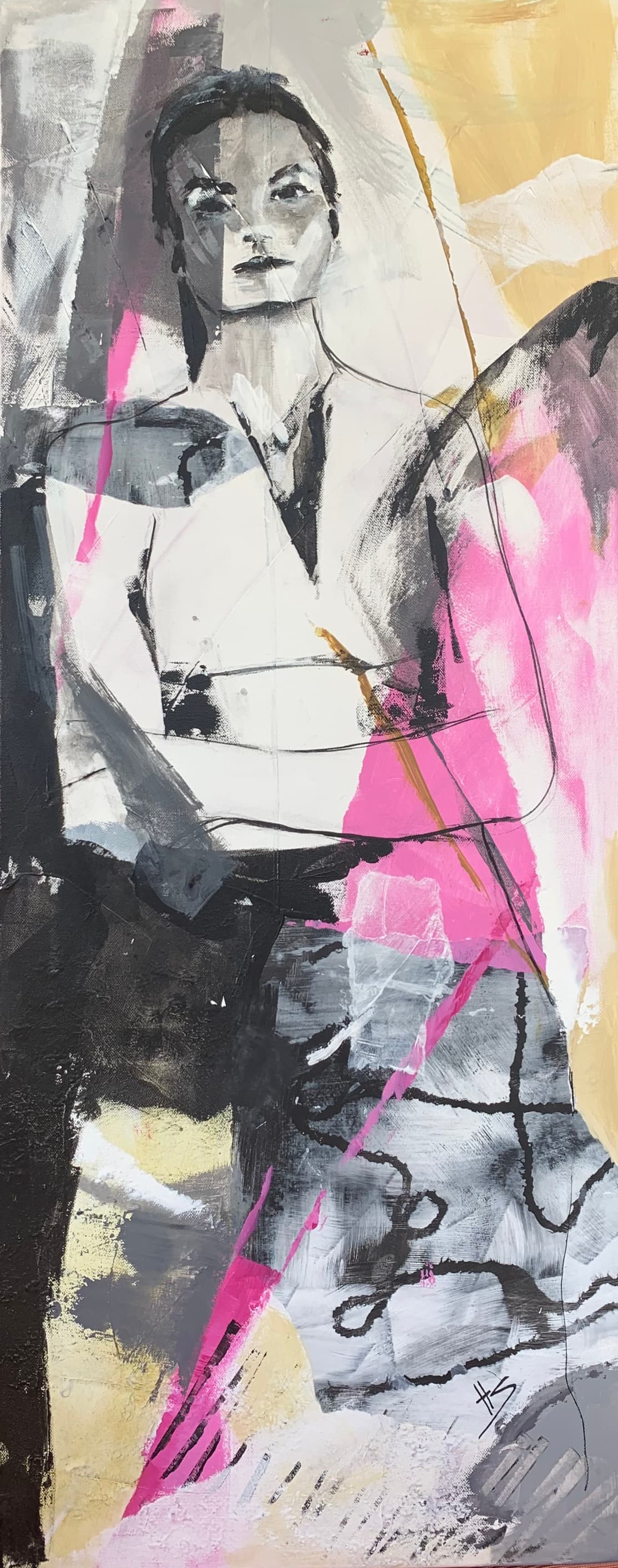 Kunstwerk von Heike Schümann zeigt eine Frau mit verschränkten Armen