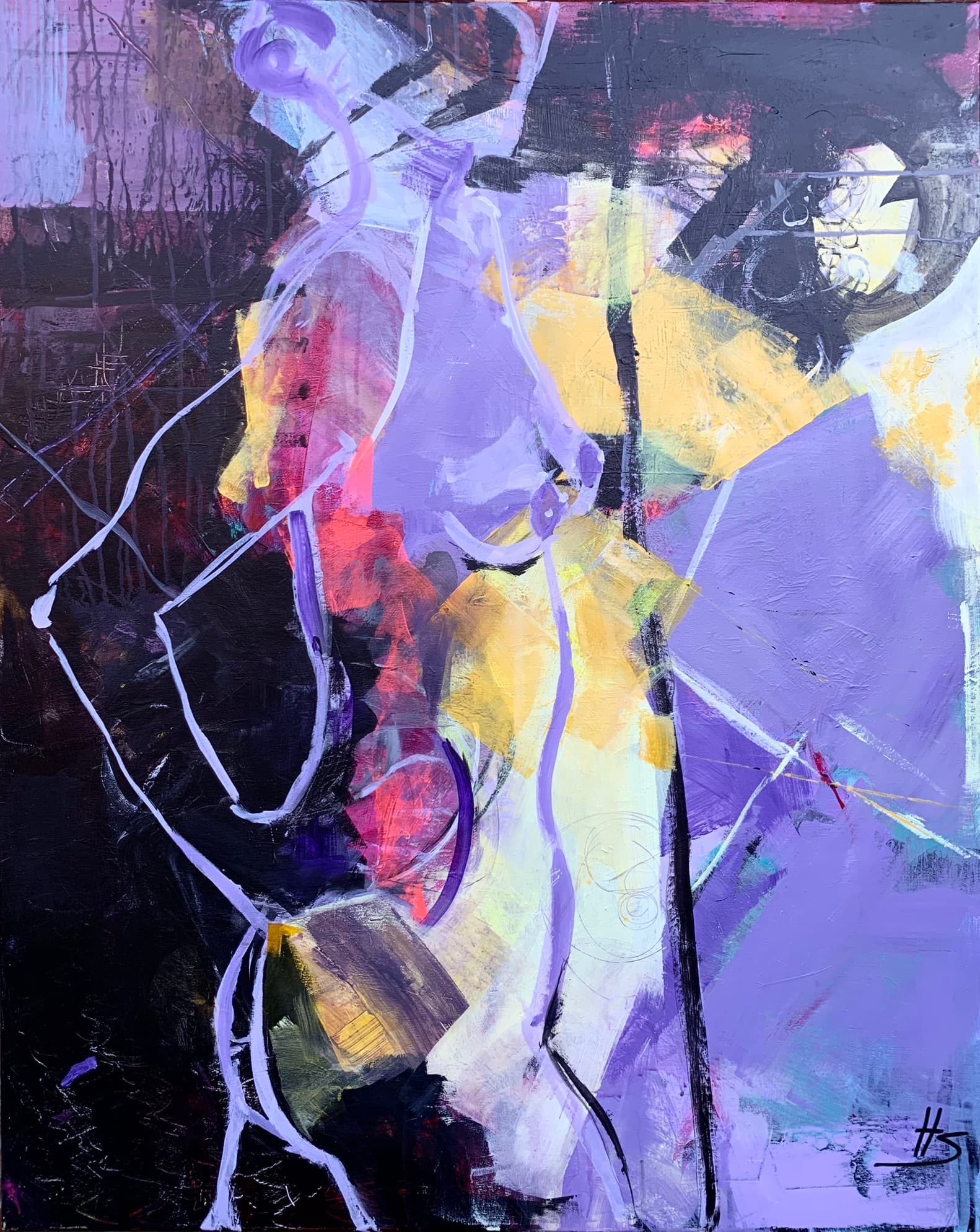 Nude artwork by Heike Schümann depicts a standing woman with hands on her hips