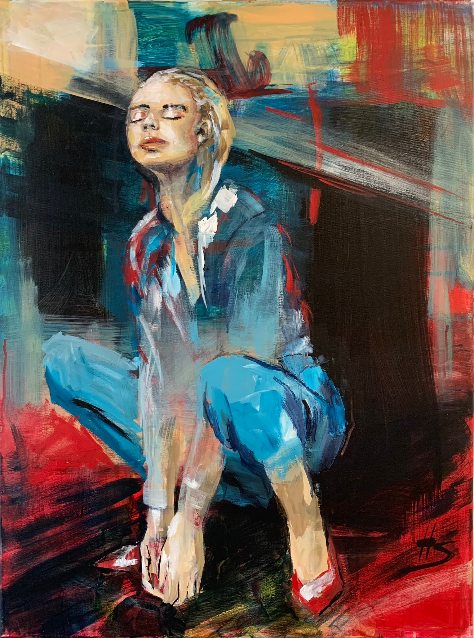 Kunstwerk von Heike Schümann zeigt eine Frau mit gelassener Haltung