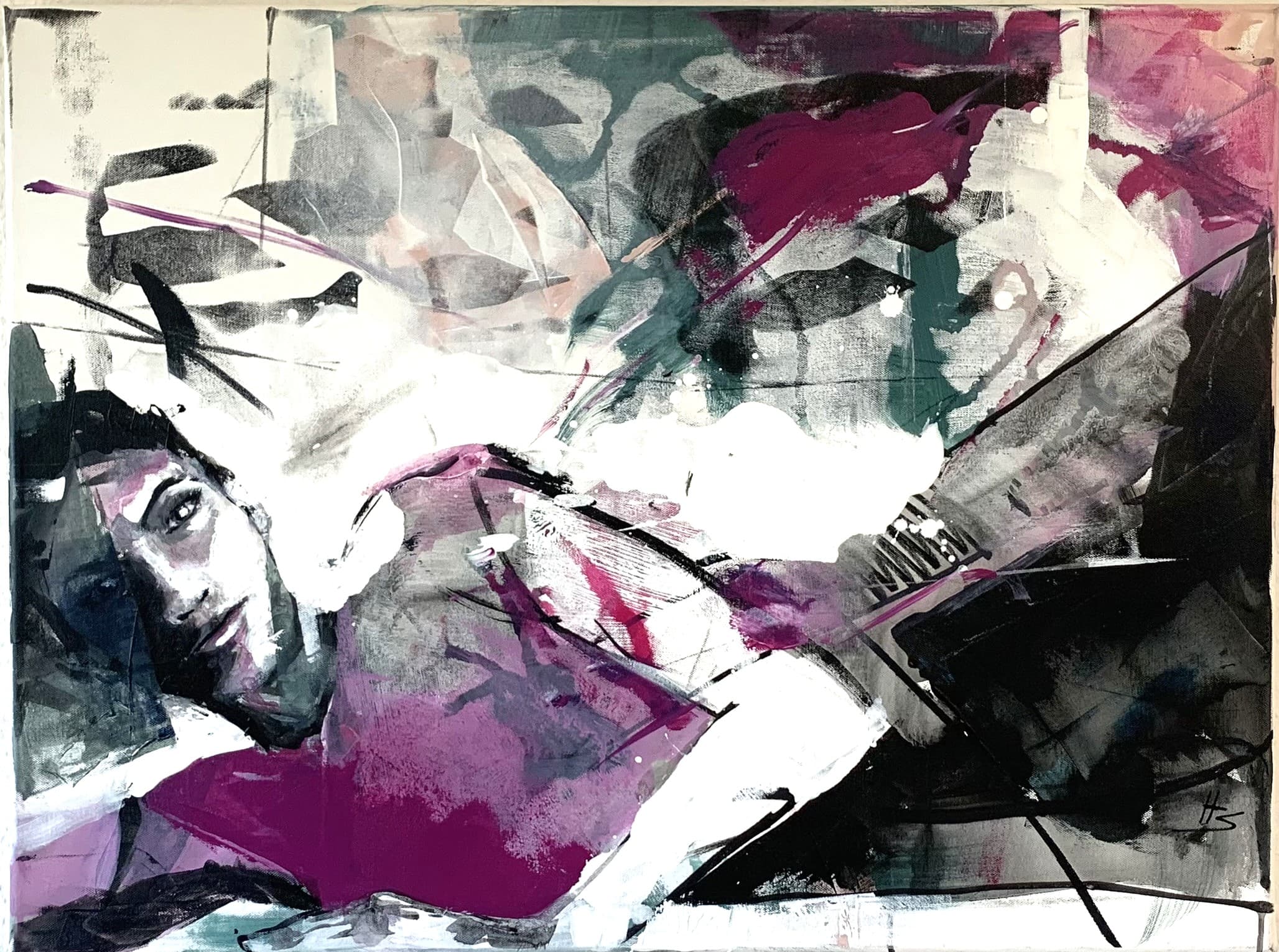 Artwork by Heike Schümann depicts a woman lying on her side