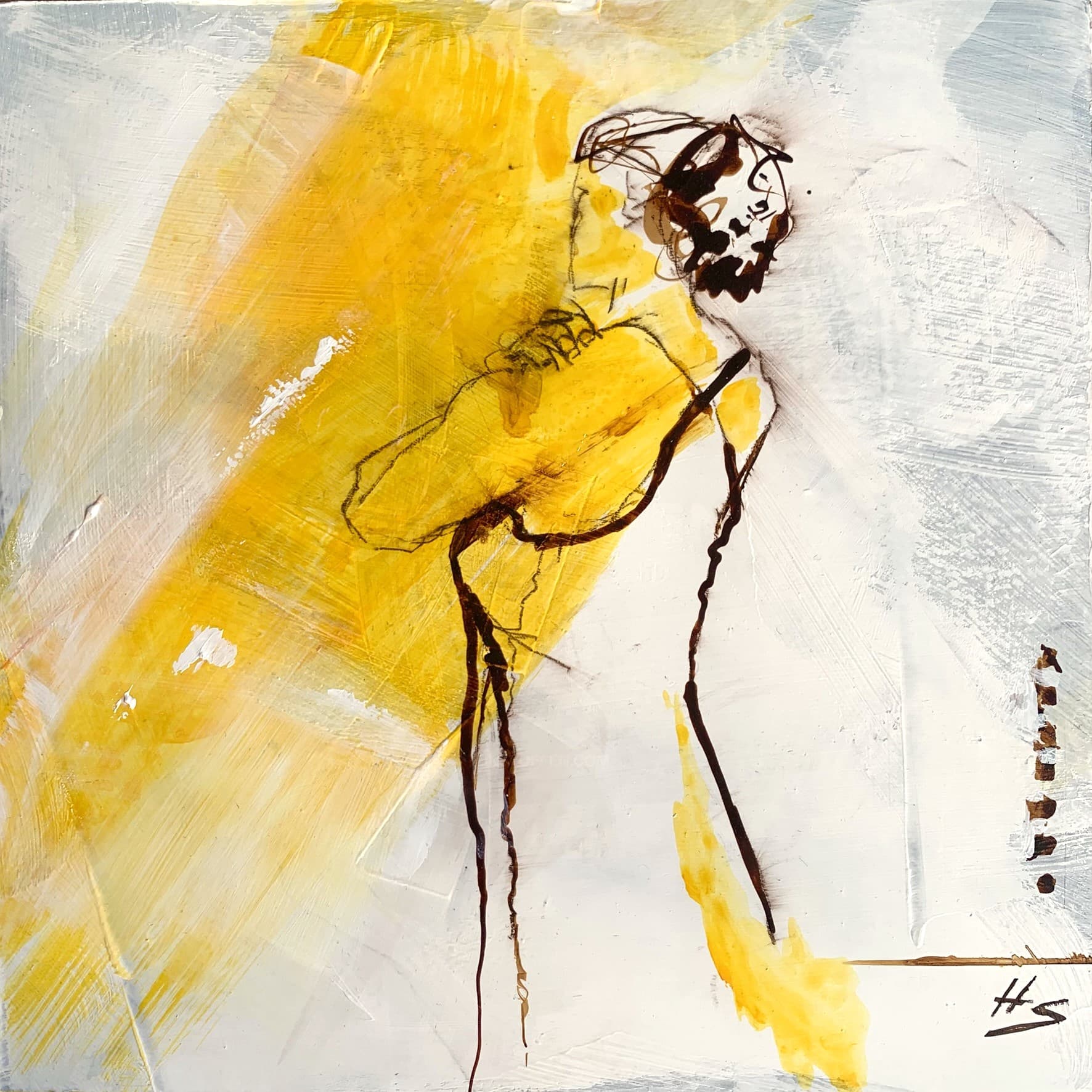 Artwork by Heike Schümann showing a woman with crossed arms facing away from the viewer